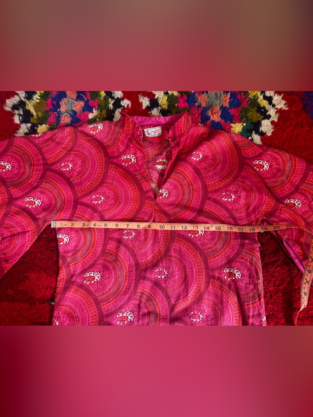 40s-50s Vintage Liberty House Hawaii Pink Kimono Style Dress Sz Sm - Picture 10 of 13